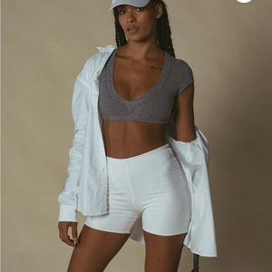 Staple & Hue Cora Ribbed Athletic Bike Shorts White Size S NEW with Tag